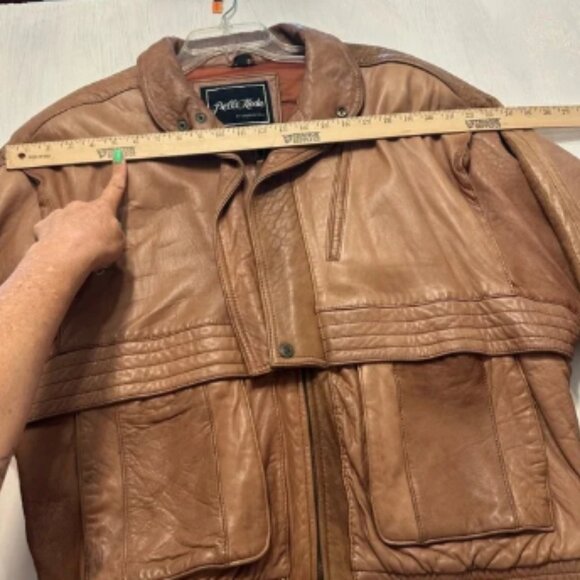 Vintage Pelle Moda Genuine Leather Bomber Jacket XL Distressed Brown Korea - Picture 3 of 12